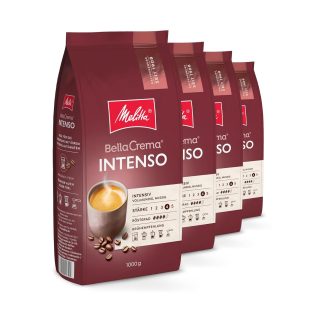 Melitta BellaCrema Intenso, Kaffeebohnen, Stärke 4/5, 4 x 1KG | Vollmundig und nussig, dunkle Röstung, geeignet für Vollautomaten